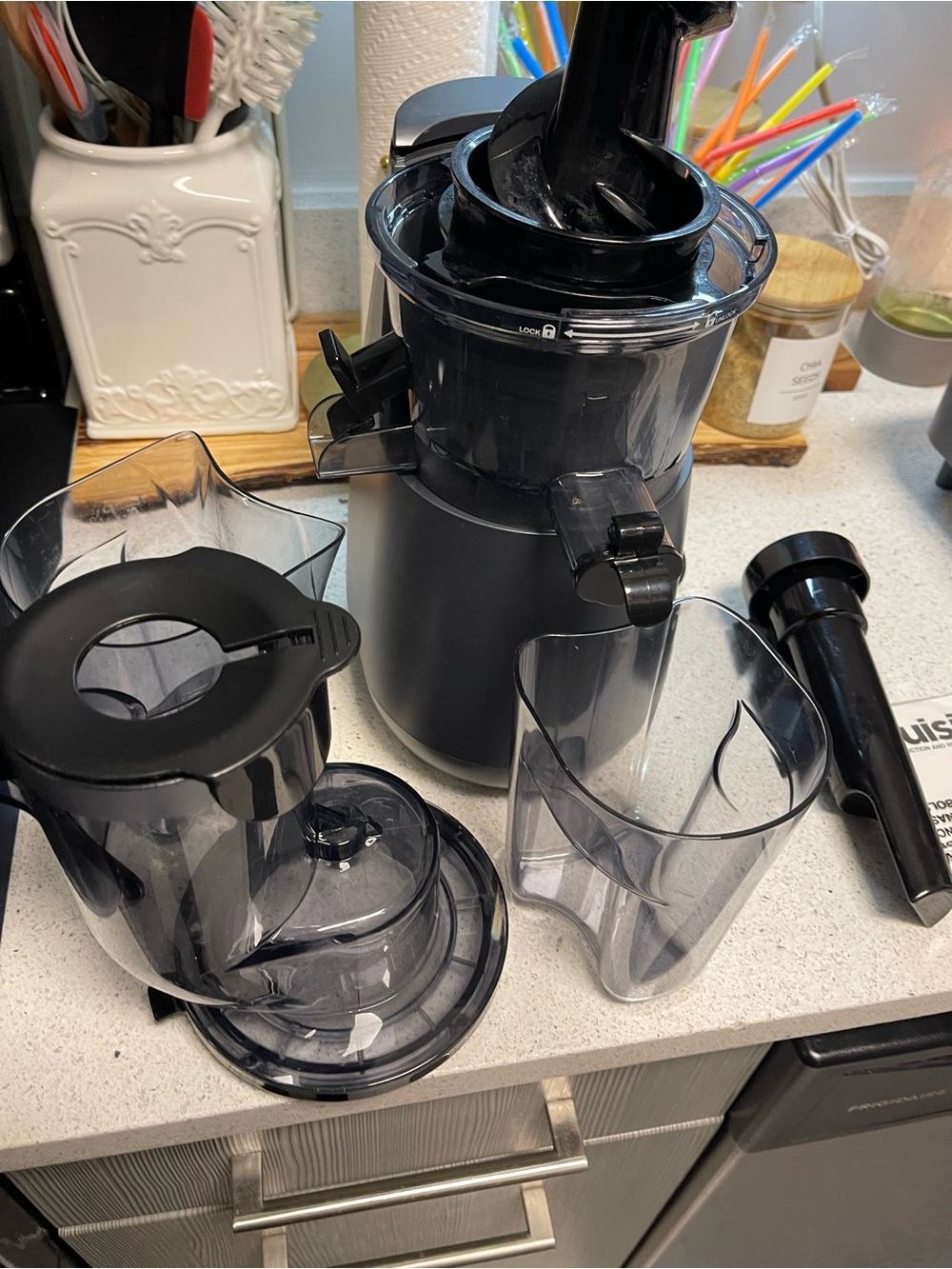 Black Cold-Press Juicer with Pulp Collector - Home Kitchen